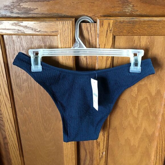 J Crew Textured Cheeky Bikini Bottom Navy Blue - S - Picture 8 of 9